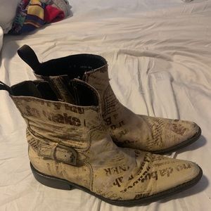Donald J. Pliner Newspaper Distressed Fur Boot